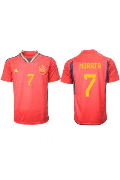 Fotbalové Dres Španělsko Alvaro Morata #7 Domácí Oblečení MS 2022 Krátký Rukáv